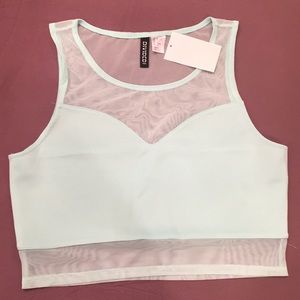 H&M Teal Mesh Crop Top